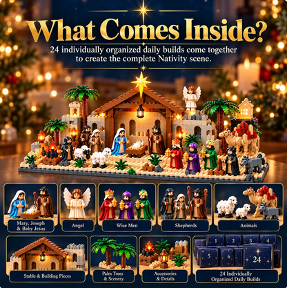 Nativity Advent Calendar – 24-Day Buildable Christmas Nativity Set